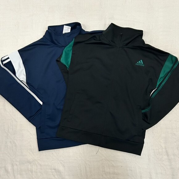 Bundle: (2) Addidas Boys Zip Front Tricot Jacket - Size M 10/12 - Picture 1 of 5